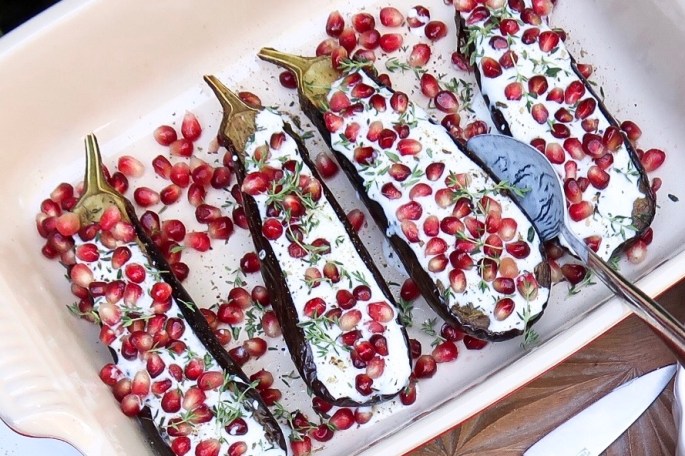 Aubergine met karnemelksaus